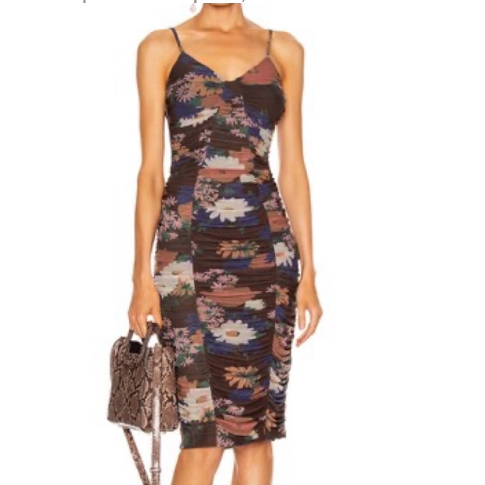 Staud Debbie Dress in Brown Floral size S